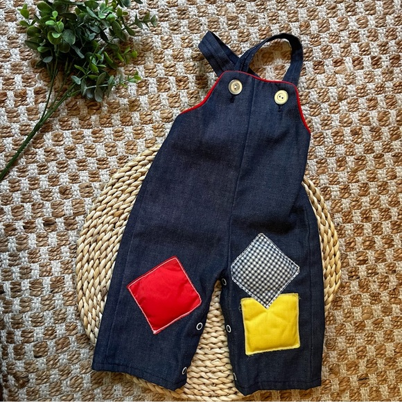 Vintage 1980s Baby Overalls with Patches - Picture 8 of 8